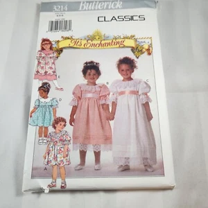 Vestido Butterick Pattern 3214 Su encantador niña talla 4-5-6 sin cortar - Imagen 1 de 2