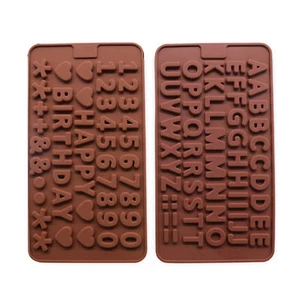 2Pcs Digital Alphabet Chocolate Mould Choc Block Silicone Cake Bake Cook Mold - Picture 1 of 12