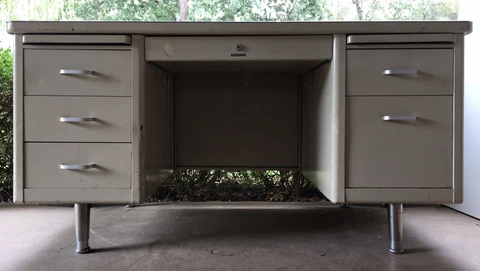 Steelcase Vintage Metal Tanker Pedestal Desk - Model 14021 - Mid-Century Modern Cover