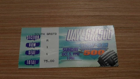 1997 Charlotte Motor Speedway Nascar UAW/GM 500 Ticket Dale Jarrett Winner Cover