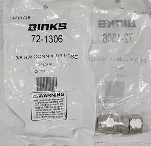 Lot Of 2 Binks 72-1306 3/8" Swivel Connector x 1/4" Hose Fitting - Picture 1 of 3
