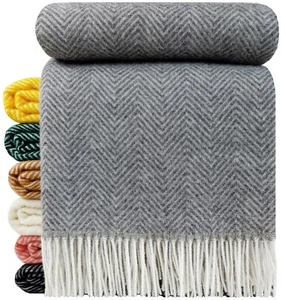 Wolldecke 100% Schurwolle Wohndecke Plaid Decke 140 x 200cm Tirol-M Grau - Bild 1 von 7