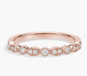 Blauer Nil Milgrain Marquise und Punkte Diamant Ring in 14k Rotgold (1/5 ct. tw.) - Bild 1 von 3