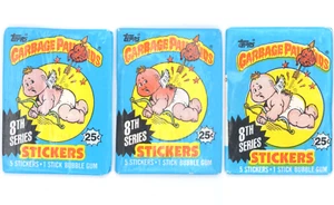 1987 New Garbage Pail Kids Sticker Cards NOS Wax Pack 8 8th Series Topps LOT 3 - Picture 1 of 4