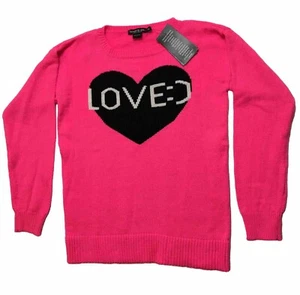 Pink Sweater with Heart LOVED Girls Size XL 14-16 by Flowers by Zoe - Picture 1 of 5