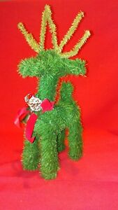 Vintage 12" Reindeer Evergreen Topiary Artificial Christmas Tree Garland