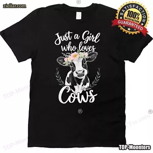 Just A Girl Who Loves Cows Cute Farm Animal Cow Lover Women T-Shirt - Picture 1 of 11