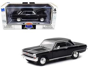 1964 Chevrolet Nova SS 1/25 Scale Diecast Car Model by Newray - BLACK w/ BOX - Picture 1 of 9