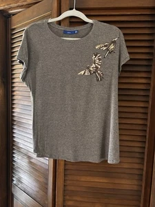 Damen Apt.9 T-Shirt Kolibri Pailletten braun Gr. PL gebraucht - Bild 1 von 6
