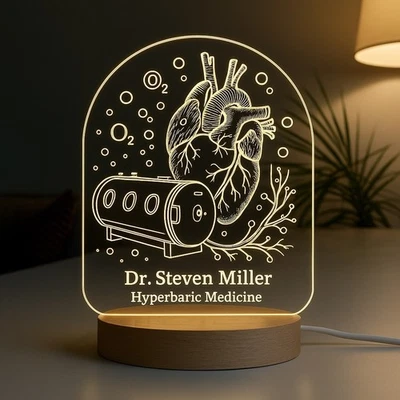 Médico de Medicina Hiperbárica Luz Nocturna Personalizada Regalo Base LED Foto 1 de 4