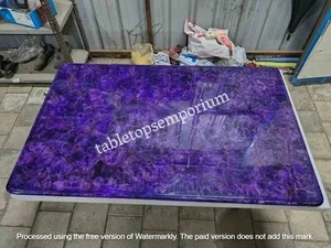 Amethyst Stone Dining Tabletop Crystal Purple Stone Elegant Patio Furniture Deco - Picture 1 of 10