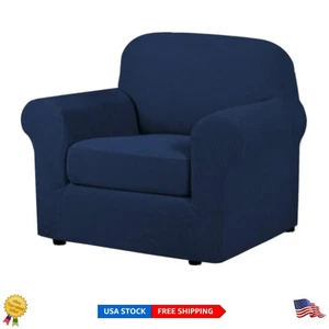 Stilvolle marineblaue Stretch-Möbelschoner - Schonbezüge für Sessel & Loveseats - Bild 1 von 10