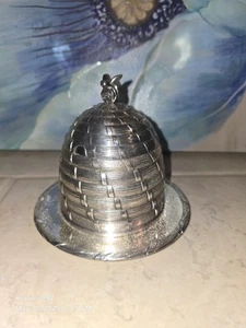 VTG C & Co Silver Plated Beehive Bee Honey Jam Jar w Lid Glass Liner MI Japan - Picture 1 of 12