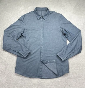 Lululemon Shirt Mens Large Blue Commission Long Sleeve Button Up Performance - Picture 1 of 8