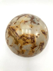 4 Zoll polierte Marmor Stein Kugel Granit Kugel 3 Pfund 5 Unzen gelb braun Briefbeschwerer - Bild 1 von 12