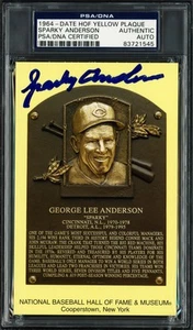 Sparky Anderson Autographed Hall of Fame HOF Plaque Postcard Reds PSA/DNA 7 - Picture 1 of 2