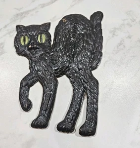 Vintage/Antique German Black Cat Embossed Die Cut Halloween Decoration - Picture 1 of 12