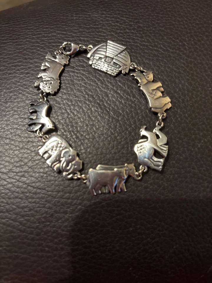 James Avery снятый с производства браслет из чистого серебра РЕДКИЙ Noah's Arc 7,5 дюйма - Изображение 1 из 1
