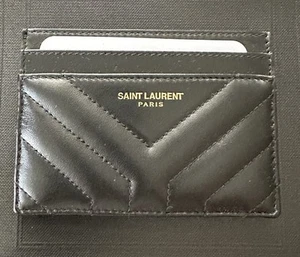 Nuevo Estuche para Tarjetas Saint Laurent Joan Cuero Acolchado Negro Auténtico $330 Minorista - Imagen 1 de 2