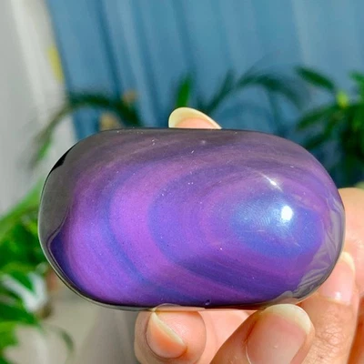 82G AAA Grade Natural Rainbow Eye Obsidian Quartz Crystal Palm Energy Healing - Image 1 of 4