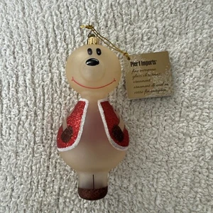 Pier 1 ~ "Orso d'oro con gilet rosso" ornamento figurativo in vetro - Foto 1 di 6
