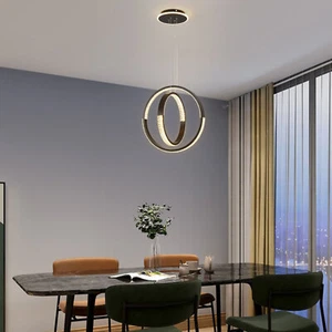 Modern 2 Rings LED Chandelier Dimmable Pendant Light Fixture with Remote Control - Picture 1 of 12