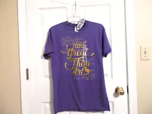 KERUSSO * HOW GREAT THOW ART * MEN'S CHRISTIAN PURPLE SMALL T-SHIRT NWT - Picture 1 of 4