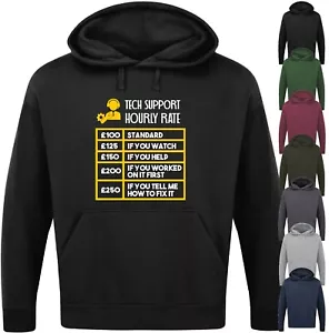 SOPORTE TÉCNICO TARIFA POR HORA SUDADERA CON CAPUCHA Divertido Eslogan Novedad Informática Computadoras Nerd Geek Top - Imagen 1 de 17