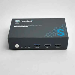 Steetek USB 3.0 KVM Switch Dual Monitor 2 Port Box, 8K@60Hz - 2 Laptops In 1 Out - Picture 1 of 3