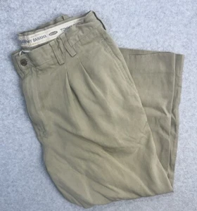 Tommy Bahama Relax 100% Silk Slacks Men’s 36x25 Khaki Pleated Trousers Pants - Picture 1 of 14
