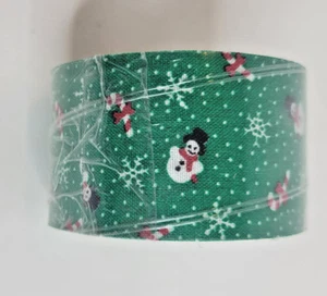Vintage Offray Ribbon Christmas Snowman Candy Cane Green NOS Six Yards - Picture 1 of 5