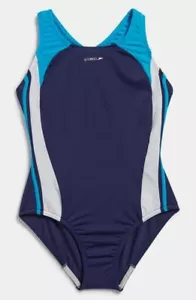 $44 Speedo Swim Kids Girls Blue Colorblocked Splice Swim One Piece Swimsuit 7 - Picture 1 of 5