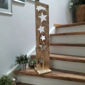 Dekobrett , Schild , geflammt ,Herzlich Willkommen , Tür Deko + 60 LED , Sterne - Bild 1 von 7