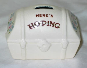 Vintage California Cleminson's Hope / Treasure Chest Hand Painted Still Bank - Imagen 1 de 5