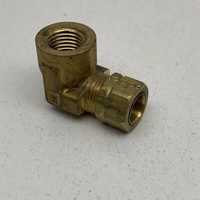 Parker X170CA-6-4 Compress-Align Brass Elbow Fitting1/4" FNPT to 3/8" Comp - Image 1 of 4