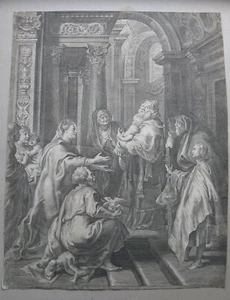 Paulus Pontius: Darstellung Christi 1638/Christ Temple Print Kupferstich Rubens - Bild 1 von 4
