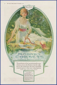 Vintage 1919 MODART Front Laced Corsets Fashion Henry E. Vallely Art Print Ad - Picture 1 of 1