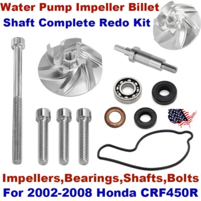 For 2002-08 Honda CRF 450R Water Pump Impeller Billet Shaft Complete Rebuild Kit - Image 1 of 4