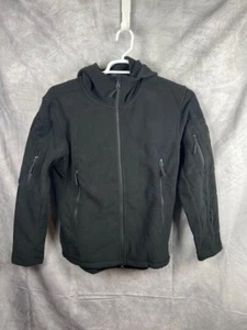 Men's Warm Outdoor Winter Ski Tactical Softshell Black Fleece Hoodie Size S - Picture 1 of 9