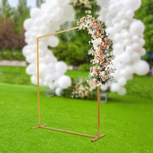 Arco de boda marco de metal telón de fondo dorado fiesta flor globo soporte 2x1,5 m - Imagen 1 de 12