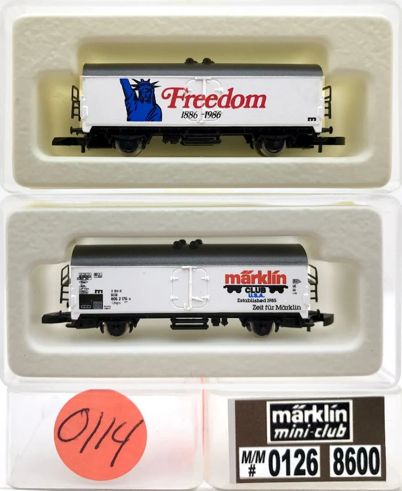 Marklin Z Scale M/M 0114 & 0126 2 COLLECTOR Refrigerator Cars Marklin Box C8 - Image 1 of 1