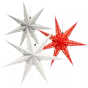 3x Leuchtstern in 3D mit LEDs - Weihnachtsstern mit Beleuchtung & Timer - 60 cm - Bild 1 von 6