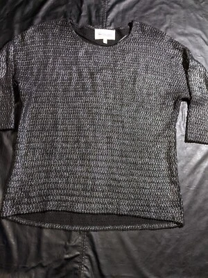 Suéter Two By Vince Camuto Talla Mediana Negro Brillo Tejido Top Foto 1 de 4