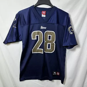 Youth XL Marshall Faulk #28 St. Louis Rams NFL Football Jersey Reebok Blue Gold - Picture 1 of 12