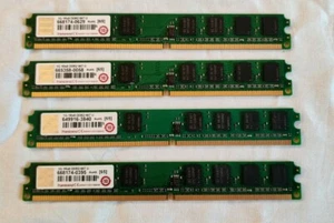 4GB (4x1GB) Transcend 1G 1Rx8 DDR2 667 U RAM Memory Low Profile - Picture 1 of 2