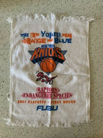 New York Knicks "Raptors: Endangered Species" Rally Towel 2001 Playoffs FUBU Cover