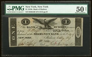 1817 Hudson, NY - Bank of Hudson $1 - PMG 50 - RARE & CHOICE EARLY NOTE! - Picture 1 of 2