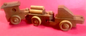 Juguete/decoración de tren de madera/3 coches conectados/ruedas rodantes - Imagen 1 de 9