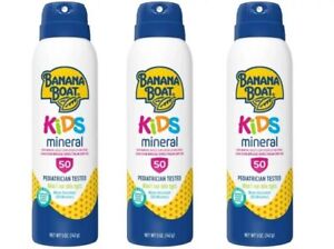 BL Banana Boat Spf50 Kids Mineral Lotion Spray 5oz  -THREE PACK