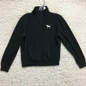 PINK Victorias Secret Sweater Extra Small Adult Black 1/4 Zip Pullover Womens XS - Picture 1 of 10